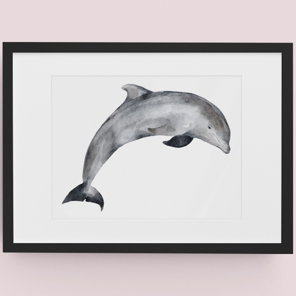 Wall Art Watercolor Dolphin Print Poster Unframed - Picture 2 of 7